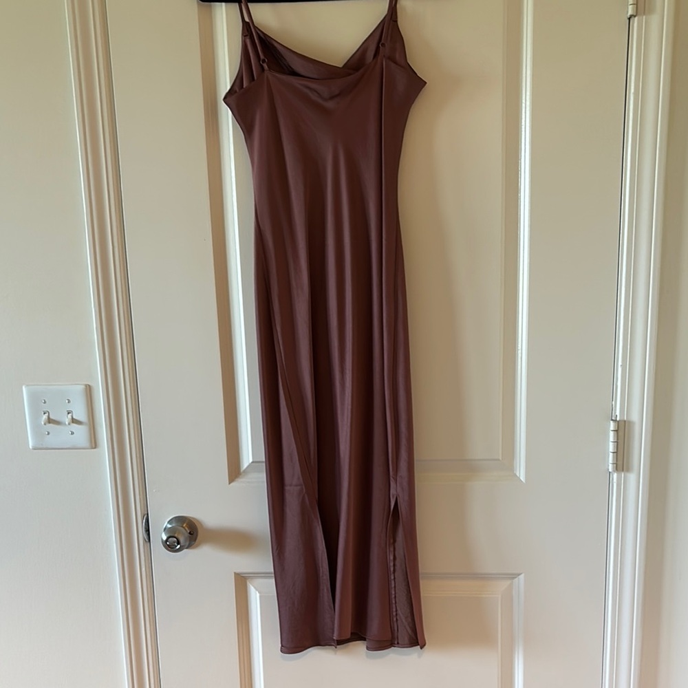 Express Cowl Neck Midi Copper Brown Dress - Picture 5 of 5